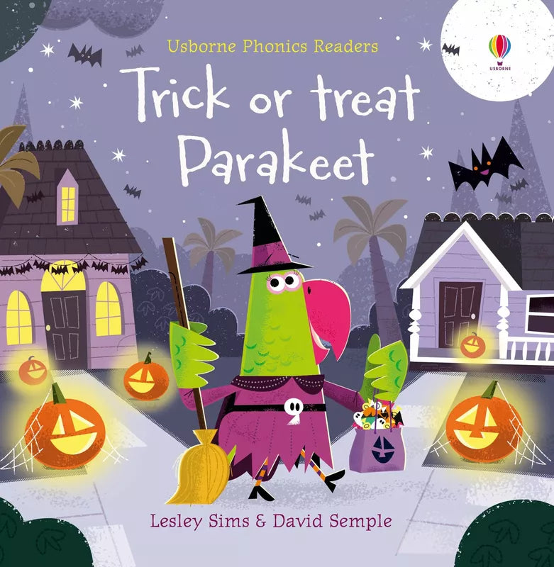 Usborne Phonics Readers: Trick or treat Parakeet is a engaging book for kids featuring a puppet.