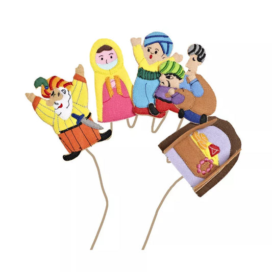 A set of Ali Baba & Forty Thieves finger puppets perfect for kids to put on a puppet show.