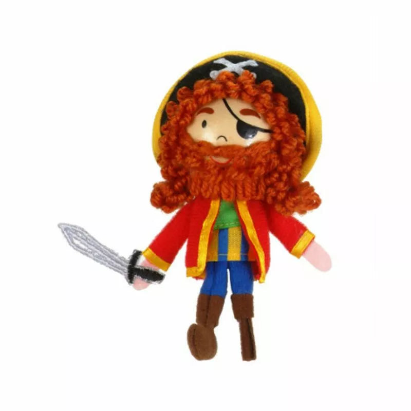 A pirate-themed finger puppet for kids to use in their puppet shows.
