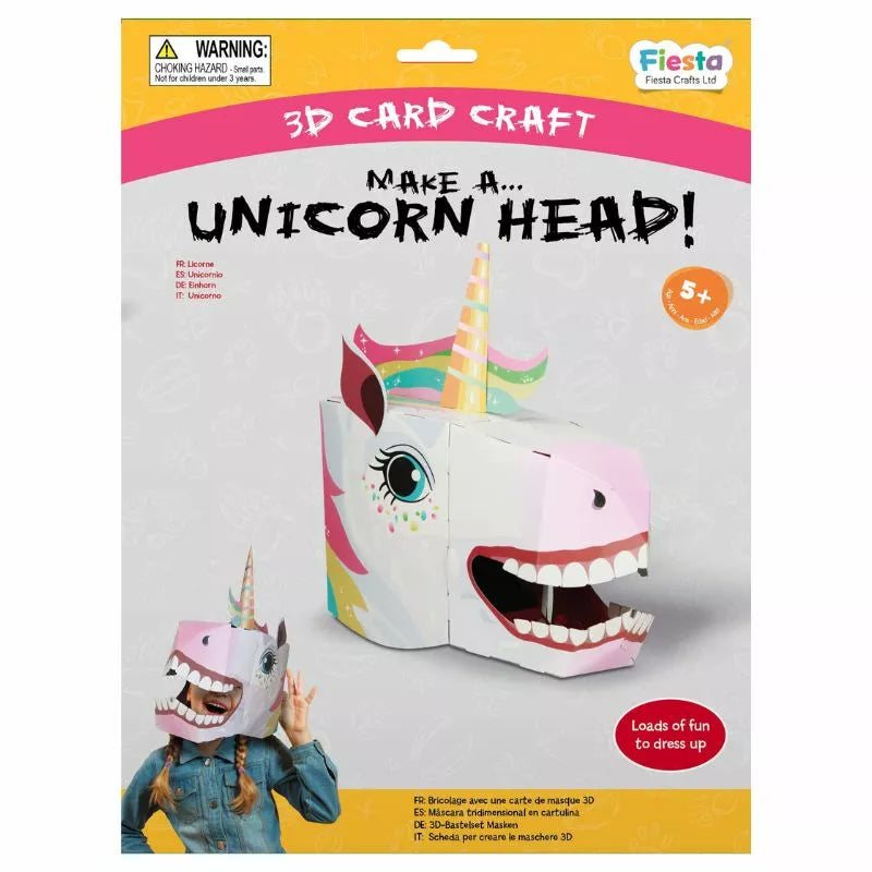 Unicorn 3D Mask craft for kids to make a unicorn head puppet show.