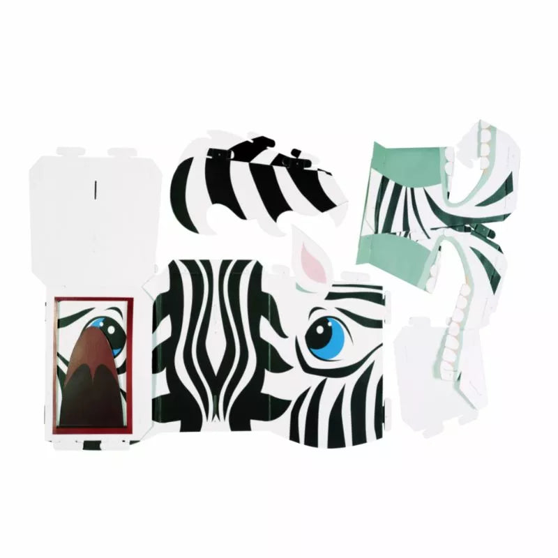A set of Zebra 3D Masks perfect for a puppet show with kids on a white background.