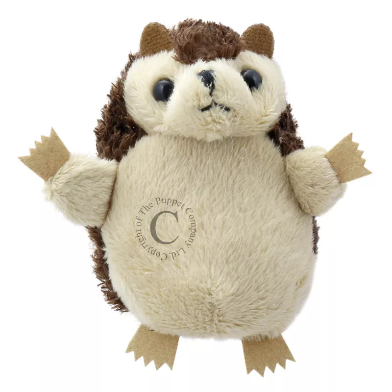 A hedgehog puppet with its arms outstretched, perfect for kids' puppet shows.