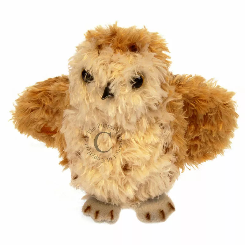 A small Tawny Owl Finger Puppet on a white background, perfect for kids puppet shows.