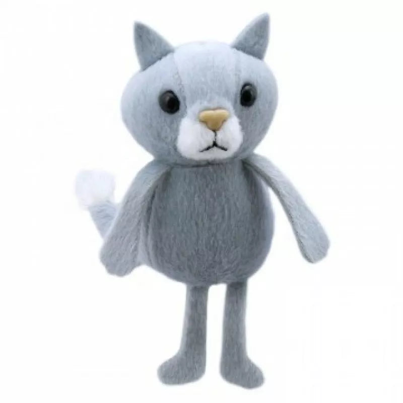 The Puppet Company Finger Puppet Grey Cat is perfect for kids' puppet shows.