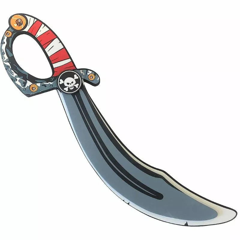 A Liontouch Pirate Sabre for kids to use in a puppet show, featuring Captain Red Stripe on a white background.