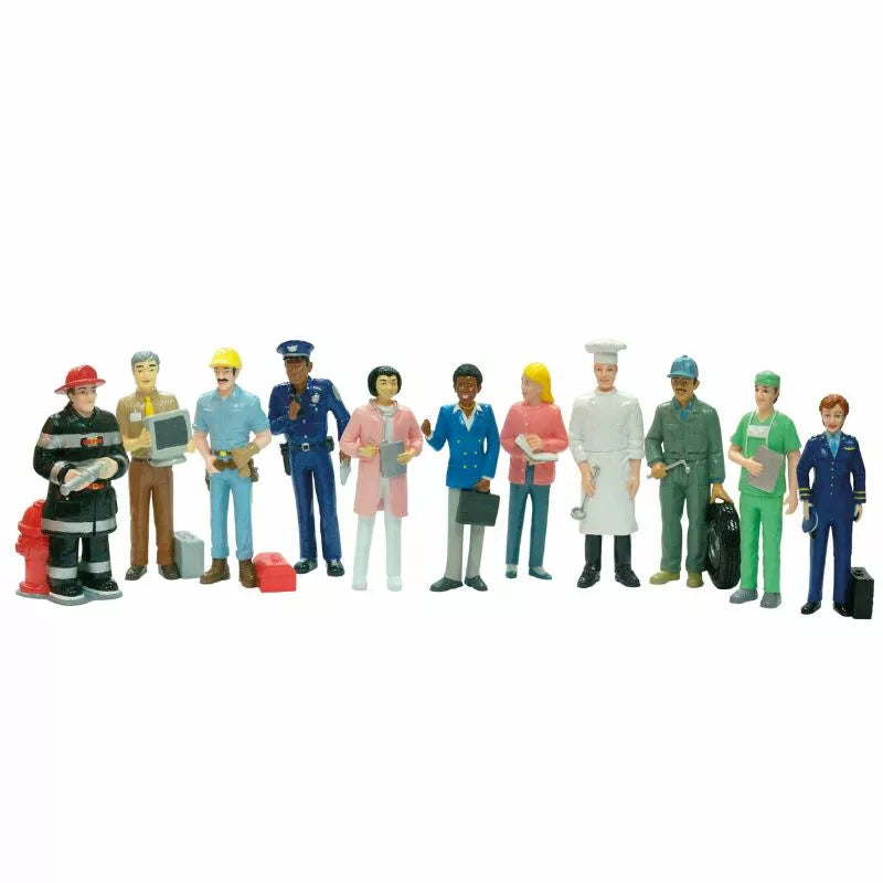 A puppet show featuring Miniland Figures representing various professions, perfect for kids.