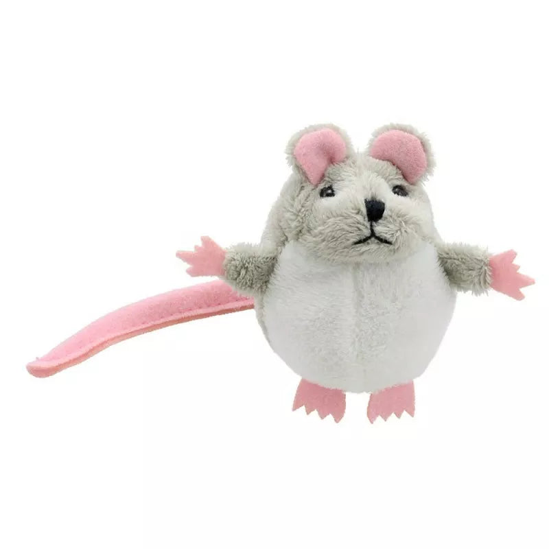 A grey The Puppet Company Mouse finger puppet for kids.