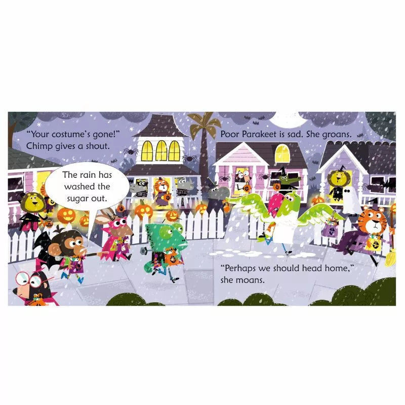 A puppet show featuring an Usborne Phonics Readers: Trick or treat Parakeet with a halloween theme for kids.