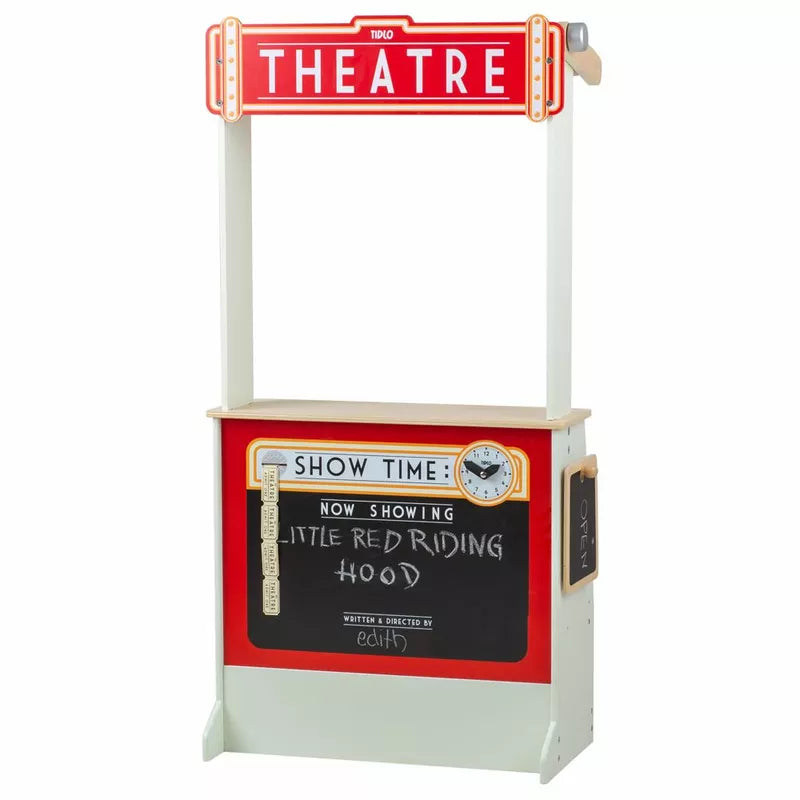 A Puppet Theatre with a chalkboard sign, perfect for kids to enjoy puppet shows.