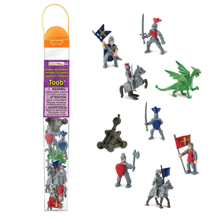 Figurines Knights & Dragons for kids to create a puppet show.